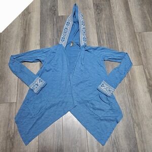 Stetson Embroidered Hooded Cardigan Pocket Open Front Womens  Aztec Boho Western